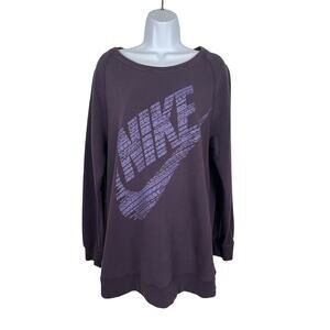 Nike Sweatshirt Size M Purple Swoosh Logo Activewear Long Sleeve Long Length